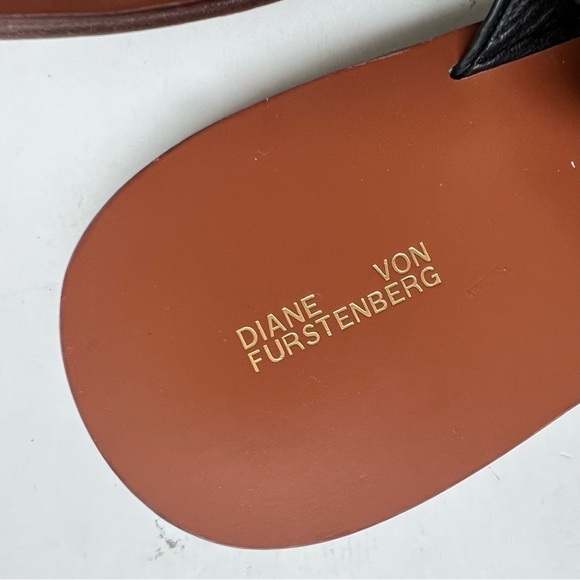 DVF Barrett Single-Band Sandal Leather Slides Slip On Black Sandals Shoes - Picture 6 of 9